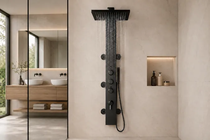 Colonne doccia multifunzione con soffione e getti laterali in un bagno di design