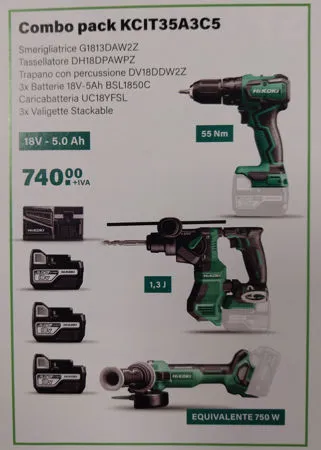 HiKOKI Combo Pack   DV18DD + G1813DA  + DH18DPA  €740 + iva